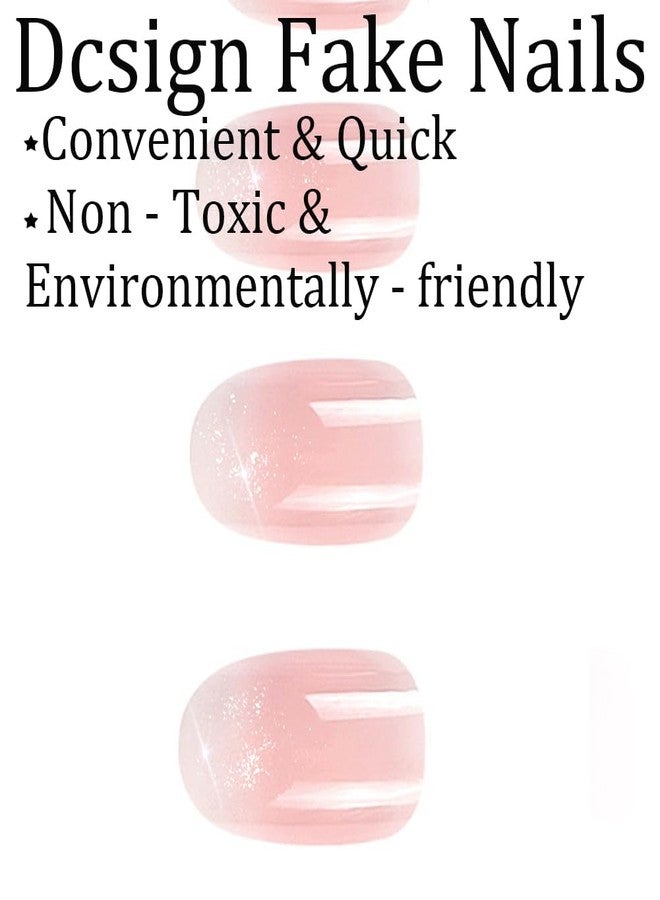 WAFOLOZE Almond Press on Nails, Almond Shaped Press On Nails, Nail Press ons Short Fake Nail Pink Ombre False Nail with Glitter Glue On Short Design Artificial Stick on Nails for Women 24Pcs - Image 4